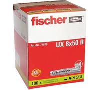 Fischer 077870 Lot de 100 chevilles en nylon UX 8 x 50 R
