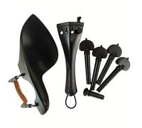 Cheville Violon Ensemble complet de pièces for violon, accessoires en ébène, taille 4/4, mentonnière, cordier, chevilles, piquet(Ebony wood A)