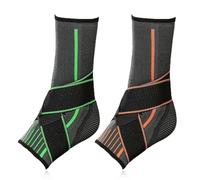 Chevillère Élastique avec Sangle, 2 pièces Bandage de cheville flexible, Bandage de cheville flexible, stabilise la cheville et prévient les torsions, vert, orange, XL(42.5-45)