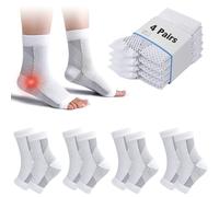 Chevillere Entorse 4 Paires D'attelles De Cheville De Compression Sportive Attelle Cheville Chevillere De Maintien Sport Chaussettes Anti-Douleur Fasciite Plantaire (Blanc, S)