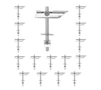 Chevilles à Bascule Poids Lourd en Acier Galvanisé au Carbone, 16 pièces M8x100mm, Chevilles à Ressort, Chevilles Placo Beton Charge Lourde, Pour la Fixation de Lampes et de Suspensions au Plafond