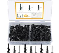 Chevilles à placo avec vis, chevilles isolantes, 100 pièces chevilles en plastique pour plaques de plâtre avec vis à tête fraisée pour fixation de plaques de plâtre, panneaux de fibres de plâtre