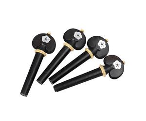 chevilles d'accordage de violon Lot de 4 boutons réglage en ébène sculpté, trou ouvert, accessoires for instruments à cordes pour Performance(White Shells)