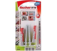 Fischer Chevilles DuoPower 10x50 WH avec crochet Nylon Blanc Pack de 2
