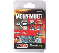 Molly M100810-XJ Molly Multi Chevilles métal avec vis agglo Ø 4 x 37 mm, Gris, Set de 10 Pièces