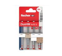 fischer Cheville Bi-matière DuoHM 4 x 55 pour corps creux, vis tête cylindrique PZ - Blister de 4