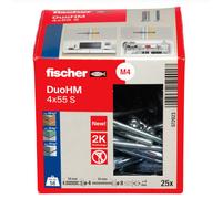 fischer - Cheville Bi-Matière DuoHM 4 x 55 pour Corps Creux, avec Vis à Tête Cylindrique, Empreinte TX, Boite de 25