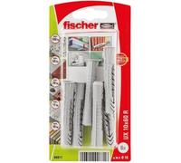 Chevilles multimat - FISCHER - 10x60 mm - Nylon - Lot de 6 - Universelles avec collerette