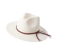 Chevnzev Chapeau de paille panama tissé à pompons pour femmes et hommes - Accessoires photo occidentaux pour hommes et femmes - Unisexe - Couvre-chef élégant, Blanc laiteux., Taille unique