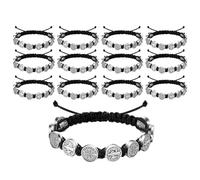 Chevnzev Lot de 12 bracelets bénédictins médaillons tissés à la main bracelets réglables spirituels religieux accessoires foi, taille unique, Comme décrit