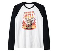 Chèvre Buvant du café, Vivant en Enfer, Humour Noir Manche Raglan