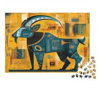 Chèvre Cadeau Unique Décoration Intérieure Art Tribal, Peinture rupestre Primitive Jeu ÉduChatif Challenge Toy Adultes & Enfants des 14 Ans 1000pcs (75x50cm)