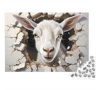 Chèvre curieuse Carton Recyclé 1000 Pièces Cartoon 3D Puzzle, Décompression, Cadeau Personnalisé Famille, Décor Mural & Loisirs Maison 38x26cm/1000pcs