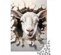 Chèvre curieuse Carton Recyclé 1000 Pièces Cartoon 3D Puzzle, Décompression, Cadeau Personnalisé Famille, Décor Mural & Loisirs Maison 38x26cm/1000pcs