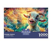 Chèvre dans l'ensilage avec Un Bateau et des libellules Puzzle De 1000 Pièces Sheep Carton Recyclé, Jeu De Jeu d'esprit 38x26cm/1000pcs