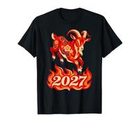 Chèvre de feu 2027 sautant Les Flammes du Zodiaque Chinois T-Shirt