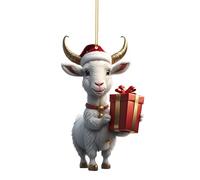 Chèvre de la remorque de Noël Acrylique - Décorations d'arbres pour animaux de dessin animé | Décorations de Noël pour amoureux des animaux avec un motif de chèvre, idée cadeau pour les