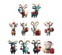 Chèvre de la remorque de Noël Acrylique - Décorations d'arbres pour animaux de dessin animé | Décorations de Noël pour amoureux des animaux avec un motif de chèvre, idée cadeau pour les