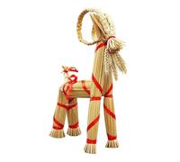 Chèvre De Noël en Paille - 40cm Chèvre De Yule, Décoration De Noël Scandinave en Paille, pour La Maison, Un Anniversaire, Une Fête, L'intérieur Ou L'extérieur, Et Les Fêtes