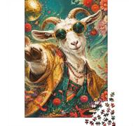 Chèvre Disco Fleurs Puzzle, 1000 Pièces Jeu Intérieur Adulte | 38x26cm Carton, Exercice Mental, Finition Lisse, Amateurs De Puzzles, Réduction Du Stress