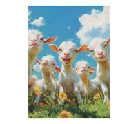 Chèvre Fleur Ciel Puzzle, 1000 Pcs Jeu D'intérieur Adulte | 38x26cm Carton, Exercice Mental, Finition Surface Lisse, Amateurs De Puzzles, Réduction Du Stress