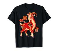 Chèvre Folklorique du Zodiaque Chinois avec Nuages et Yang T-Shirt