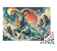 Chèvre Montagne Lune 1000pcs Mini Puzzle pour Famille Difficile | 38x26cm Carton Décor Salon Structure Durable Cadeau Anniversaire Soulagement Anxiété