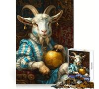 Chèvre Royale avec Ballon de Football doré Puzzle de 1000 pièces pour Adultes Détente et Stimulation cérébrale Pièce de Collection aux Bords précis (50x75cm)
