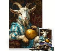Chèvre Royale avec Ballon de Football doré Puzzle Difficile de 1000 pièces pour Adultes Jeu de logique et d'adresse À Partager en Famille Découpe précise Objet de Collection (38x26cm)