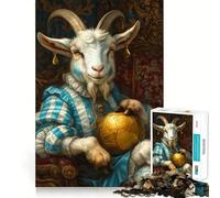 Chèvre Royale avec Ballon de Football doré Puzzle Difficile de 1000 pièces pour Adultes Jeu de logique et d'adresse À Partager en Famille Découpe précise Objet de Collection (38x26cm)