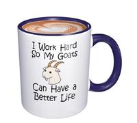 Chèvres De L'Amitié Je Travaille Dur Pour Que Mes Chèvres Aient Une Vie Meilleure Tasse Avec Poignée Tasses Céramique Tasse À Café Pour Femme Collègue Homme 330Ml