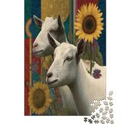 Chèvres et tournesols 70x50cm/1000pcs Puzzles Adaptés Aux Adultes Et Aux Personnes Âgées De 14 Ans Et Plus