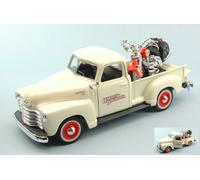 Tobar Voiture miniature Maisto Chevrolet 3100 Pick-up 1950 1:24 avec moto Blanc