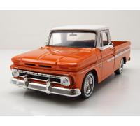 Chevrolet C-10 Fleetside Pick Up Get Low 1966 Orange Blanc 1:24 MotorMax Modèle