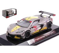 BBurago – Voiture Diecast Chevrolet Corvette C8.R 2020 – Échelle 1:43, vitrine, Gris métallisé