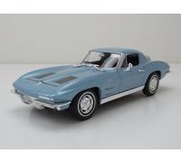 Chevrolet Corvette Sting Ray C2 1963 Bleu Métallique Modèle Réduit 1:24 Welly