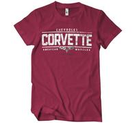 Chevrolet Officiellement sous Licence Corvette - American Muscles T-Shirt pour Hommes (Tango-Rouge), Large