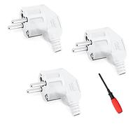 CHEVVY 16A Fiche Schuko Electrique Male, Prise Electrique Male 3 Pièces 16A 250V Prise Male IP20 Prise Schuko Mâle Blanche Peut être Utilisé pour Les Câbles de 8 à 10 mm Fiche
