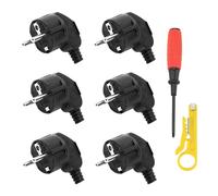 CHEVVY 16A Prise Electrique Male 6 Pièces Fiche Electrique 250V Prise Male IP20 Prise Schuko Mâle Blanche Peut être Utilisé pour Les Câbles de 8 à 10 mm Fiche Noir