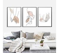 CHEVVY Affiches abstraites de couple romantique, peinture sur Toile tableau minimaliste, images d'art mural scandinave, Decoration de salon, de maison, 50x70 cm x 3, sans cadre