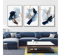 CHEVVY Bleu Splash Encre Toile tableau Peinture Murale Art Moderne Abstrait Affiches Et Gravures Tableaux Chambre Chambre Salon Decoration À La Maison 50x70cmx3 Sans Cadre