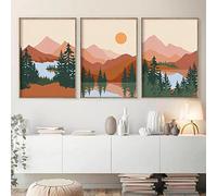 CHEVVY Milieu du siècle abstrait montagne Murale Art Boho paysage Toile tableau peinture moderne affiches et Tableaux salon Decoration à la maison 50x70cmx3 sans cadre