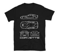Chevy Corvette Stingray C7 Men's T Shirt Racing Sports Car Blueprint Tee for Men