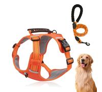 Chewie Cozy Harness, Chewie no Pull Dog Harness, Adjustable Dog Vest with Reflective, Anti-Breakaway, with Leash Set for Small Medium Large Dogs (Orange,M)