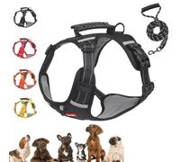 Chewie Cozy Harness, Chewie no Pull Dog Harness with Leash Set, Adjustable Reflective Comfort Pet Vest for Small, Medium and Large Dogs (Black,x-Large)