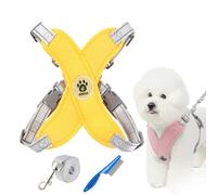 Chewie Cozy Harness, Chewie Soft Breathable Dogs Harness, Adjustable Reflective Comfort with Traction Rope, Anti-Breakaway (Yellow,M (13.2-22.4LB))