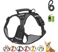 Chewie Cozy Harness, Getchewie Dog Harness - Breathable Comfortable, Anti-Breakaway, Adjustable, Reflective at Night, 2m Reflective Rope, for Small Medium Large Dogs (Black,S)