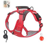 Chewie Cozy Harness, Getchewie Dog Harness, Reflective Adjustable Comfortable Pet Chest, with Leash & LED Lights for Small Medium Large Dogs (Red,S)