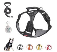 Chewie Cozy Harness, Reflective Adjustable Comfortable Pet Chest, Y-Shaped Design Choke Free, with a Sturdy Metal D-Ring, LED Light, Leash Set, for Medium Or Small Dogs (XS,Black)