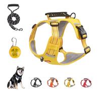 Chewie Cozy Harness, Reflective Adjustable Comfortable Pet Chest, Y-Shaped Design Choke Free, with a Sturdy Metal D-Ring, LED Light, Leash Set, for Medium Or Small Dogs (XL,Yellow)
